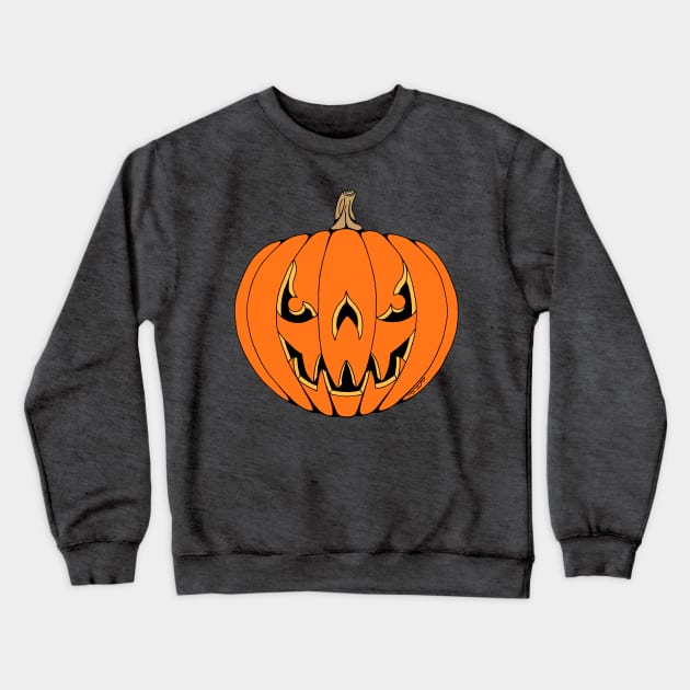 Scary Jack-o'-Lantern Halloween Design Crewneck Sweatshirt by AzureLionProductions